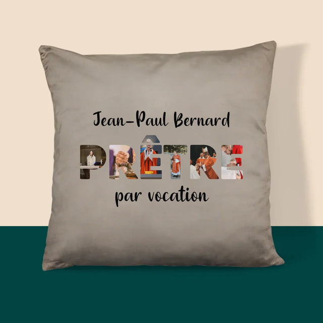 Collage Photo De Lettre: Prêtre Par Vocation - Coussin