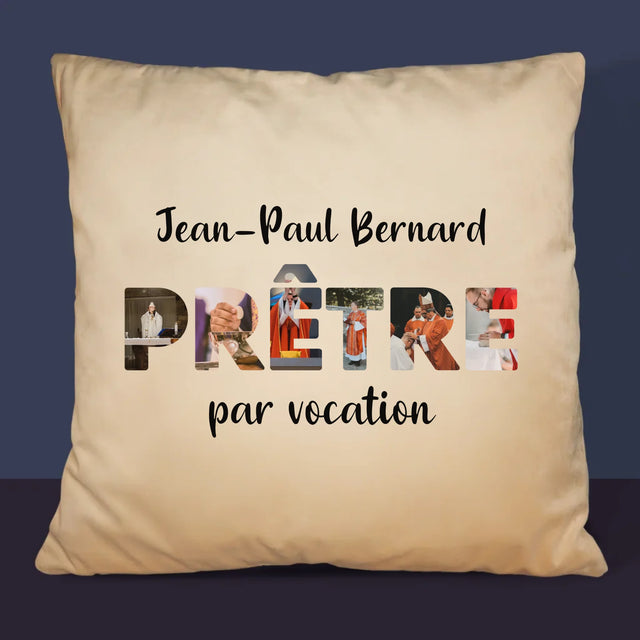 Collage Photo De Lettre: Prêtre Par Vocation - Coussin