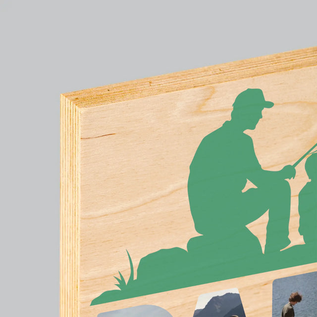 Collage Photo De Lettre: Papa Pêcheur - Impression Sur Bois