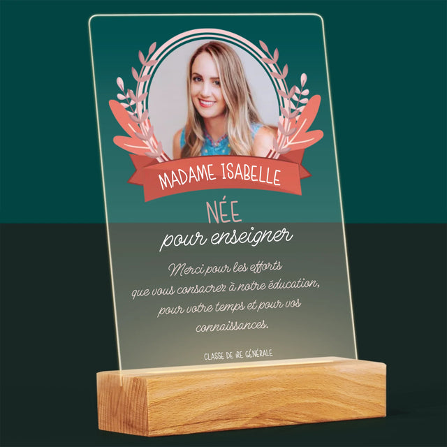 Photo Et Texte: Née Pour Enseigner - Impression Sur Verre Acrylique