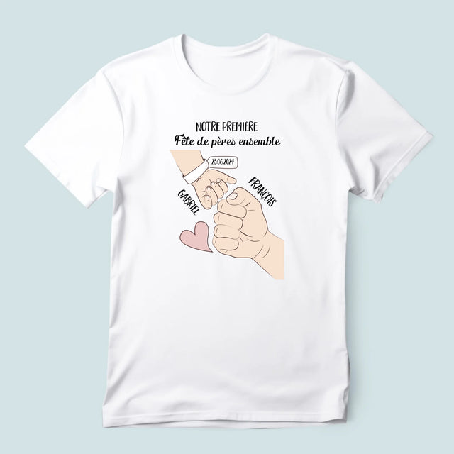 Le Prénom Et Un Texte: Première Fête Des Pères Ensemble - T-Shirt Pour Hommes