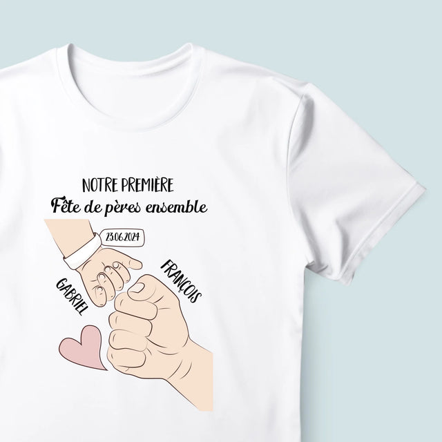 Le Prénom Et Un Texte: Première Fête Des Pères Ensemble - T-Shirt Pour Hommes