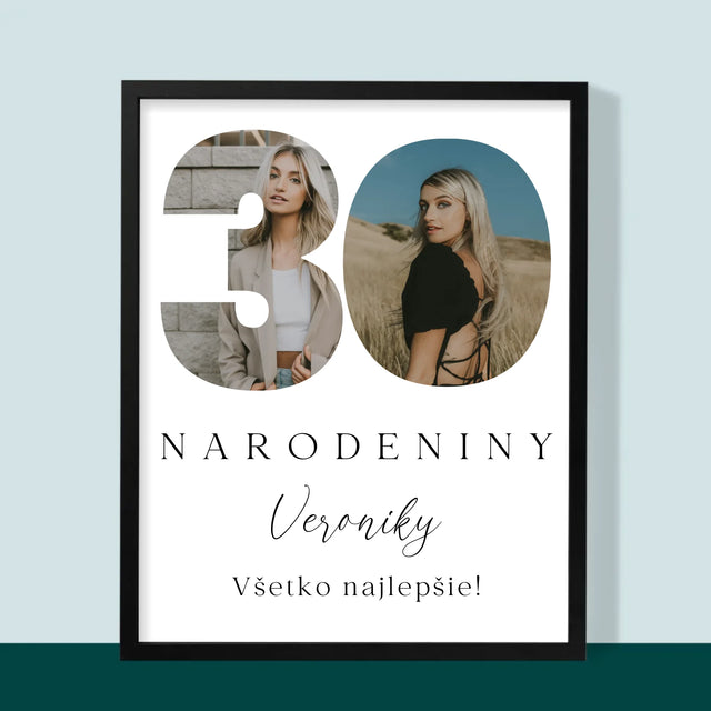 Słowo Ze Zdjęć: 30 Urodziny Podpis - Wydruk Obramowany | SK