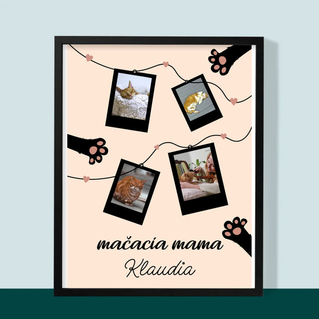 Fotokolaż: Kocia Mama Polaroidy - Wydruk Obramowany | SK