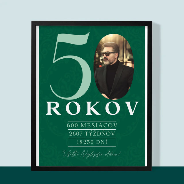 Zdjęcie I Podpis: 50 Lat Odliczanie - Wydruk Obramowany | SK