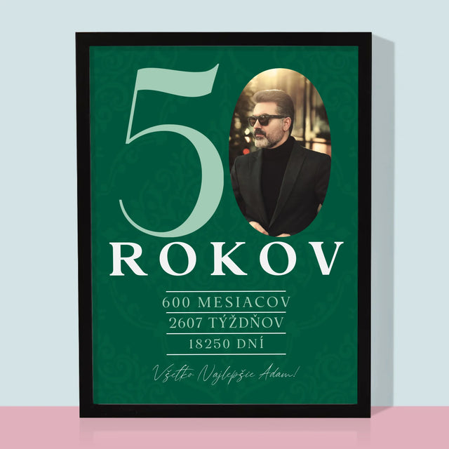 Zdjęcie I Podpis: 50 Lat Odliczanie - Wydruk Obramowany | SK