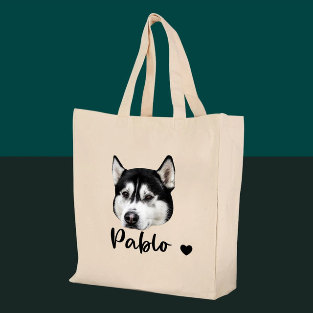 Ton Personnage: La Tête De Votre Chien - Sac En Toile