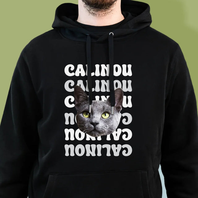 Ton Personnage: Photo De L'Animal Avec Son Nom - Sweat À Capuche Pour Hommes