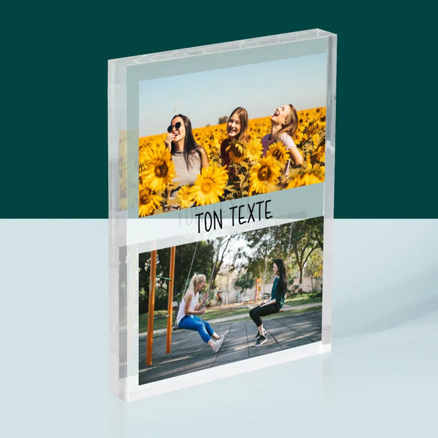 Collage Photo: 2 Photos Et Texte - Bloc Acrylique