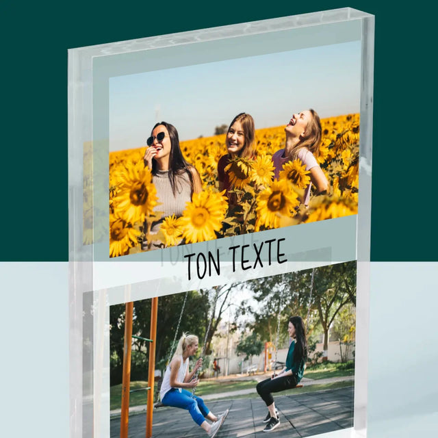 Collage Photo: 2 Photos Et Texte - Bloc Acrylique