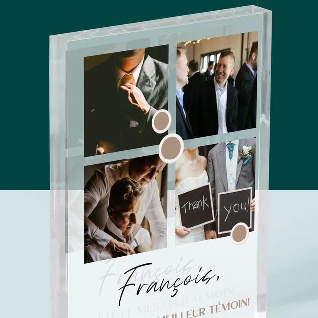 Collage Photo: Merci, Collage De Photos Pour Le Témoin - Bloc Acrylique 
