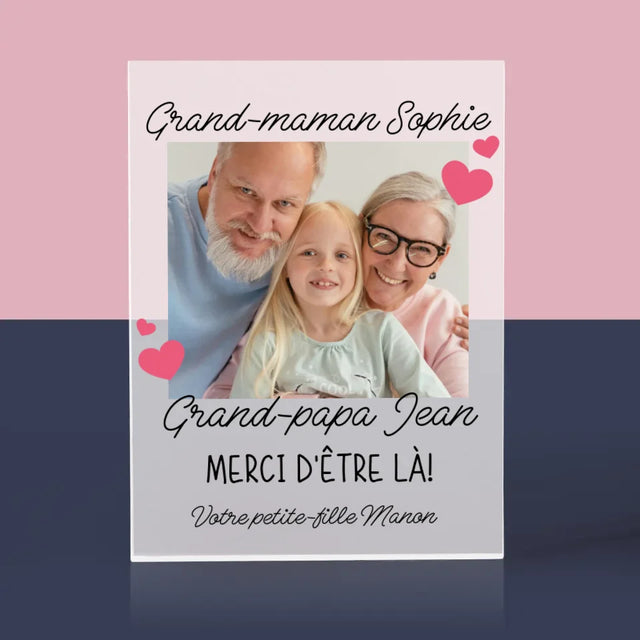 Photo Et Texte: Merci Aux Grands-Parents - Bloc Acrylique