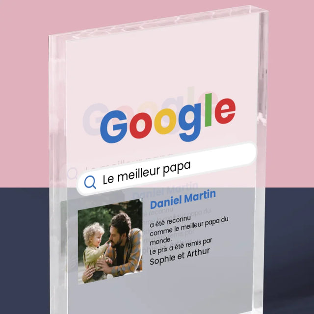 Photo Et Texte: Meilleur Père Résultat Google - Bloc Acrylique