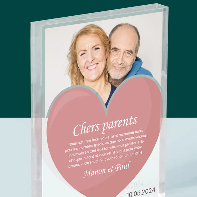 Photo Et Texte: Chers Parents - Bloc Acrylique