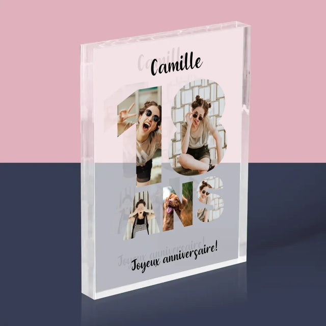 Collage Photo De Lettre: 18 Ans - Bloc Acrylique