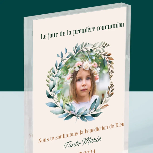 Photo Et Texte: Le Jour De La Première Communion - Bloc Acrylique