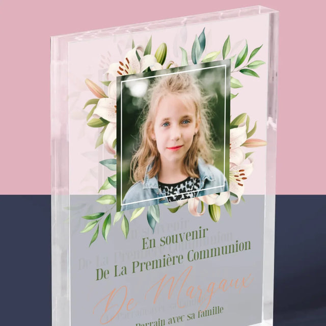 Photo Et Texte: En Souvenir De La Première Communion - Bloc Acrylique