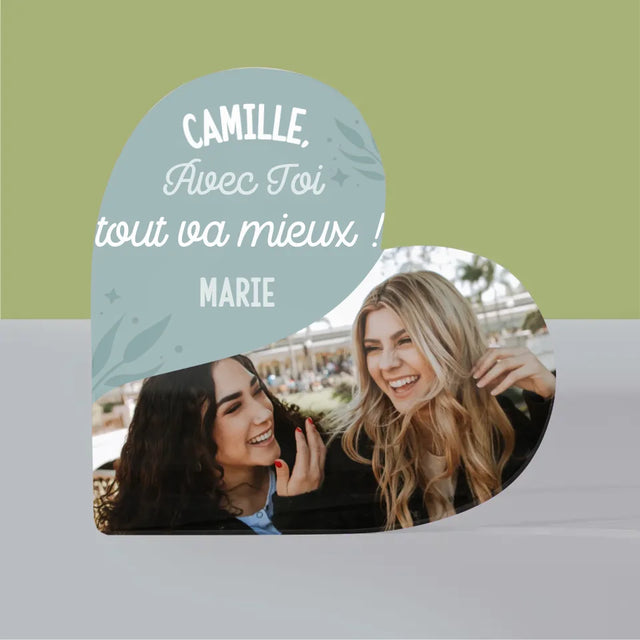 Collage Photo: Les Meilleures Amies - Bloc Acrylique Cœur