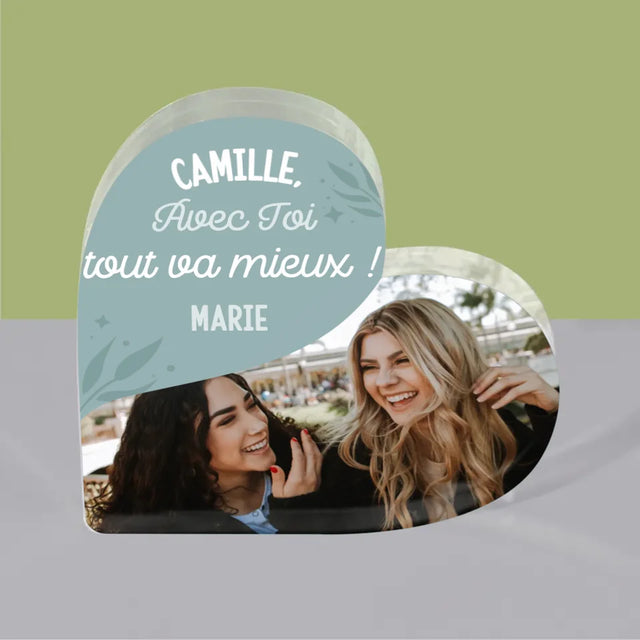 Collage Photo: Les Meilleures Amies - Bloc Acrylique Cœur