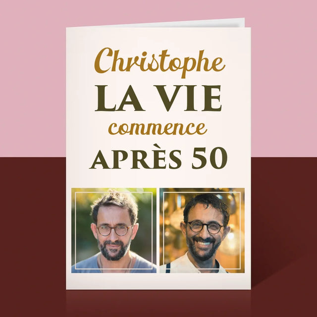 Collage Photo: La Vie Commence À 50 - Carte De Vœux