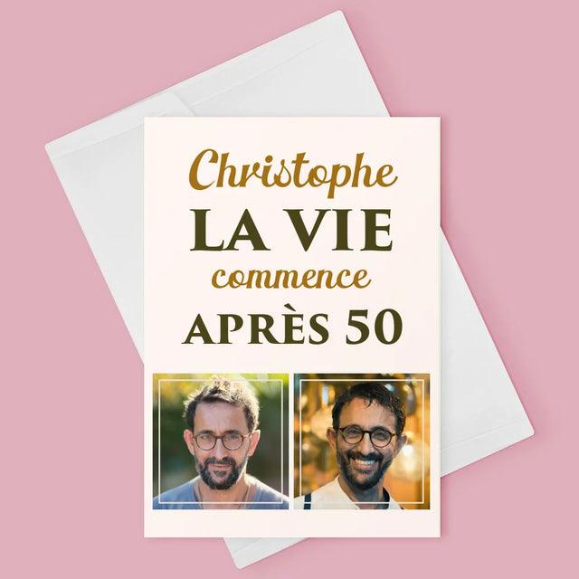 Collage Photo: La Vie Commence À 50 - Carte De Vœux