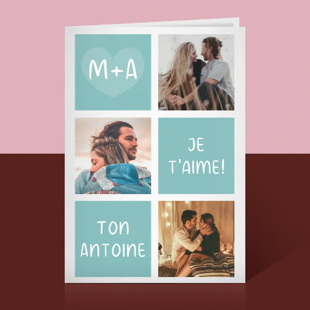 Collage Photo: Je T'Aime, Les Initiales - Carte De Vœux