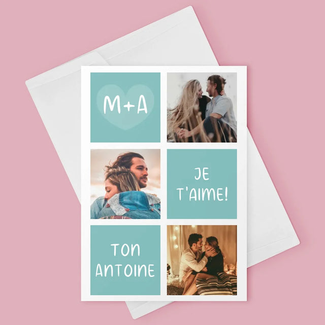 Collage Photo: Je T'Aime, Les Initiales - Carte De Vœux