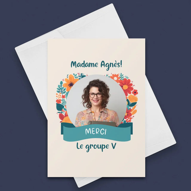 Photo Et Texte: Merci À L'Institutrice De Maternelle - Carte De Vœux