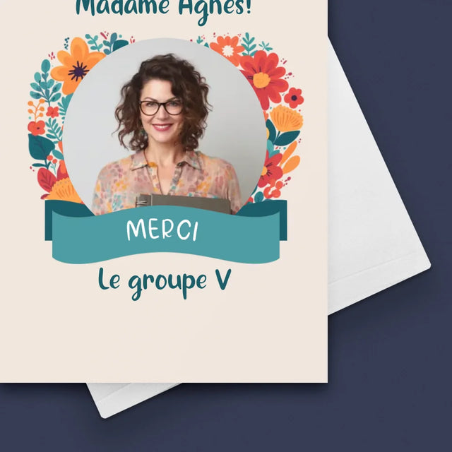 Photo Et Texte: Merci À L'Institutrice De Maternelle - Carte De Vœux