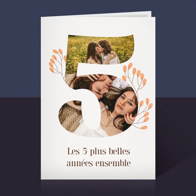 Collage Photo: Le 5Ème Anniversaire De Mariage - Carte De Vœux