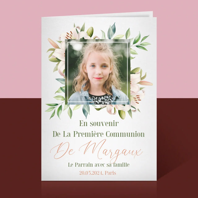 Photo Et Texte: En Souvenir De La Première Communion - Carte De Vœux