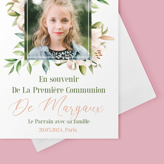 Photo Et Texte: En Souvenir De La Première Communion - Carte De Vœux