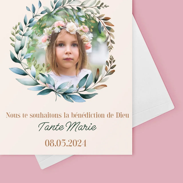 Photo Et Texte: Le Jour De La Première Communion - Carte De Vœux