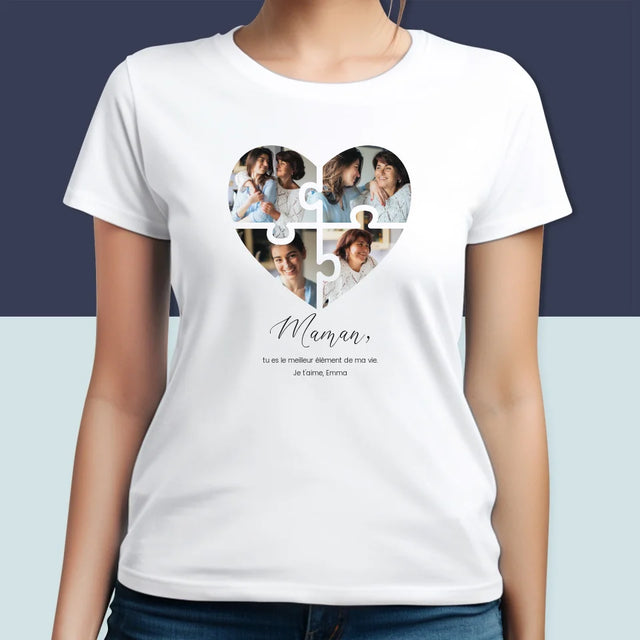 Collage Photo: Casse-Tête, Coeur, Pour Maman - T-Shirt Pour Femmes