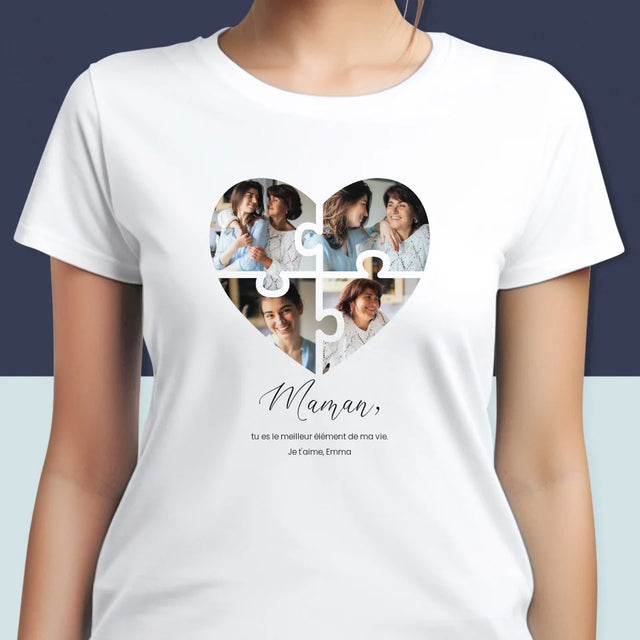 Collage Photo: Casse-Tête, Coeur, Pour Maman - T-Shirt Pour Femmes