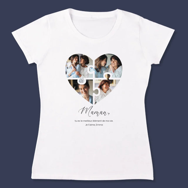 Collage Photo: Casse-Tête, Coeur, Pour Maman - T-Shirt Pour Femmes