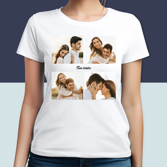 Collage Photo: 4 Photo Et Texte - T-Shirt Pour Femmes