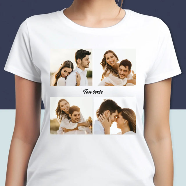 Collage Photo: 4 Photo Et Texte - T-Shirt Pour Femmes