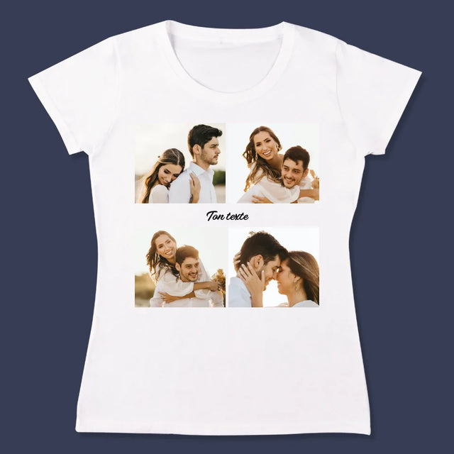 Collage Photo: 4 Photo Et Texte - T-Shirt Pour Femmes