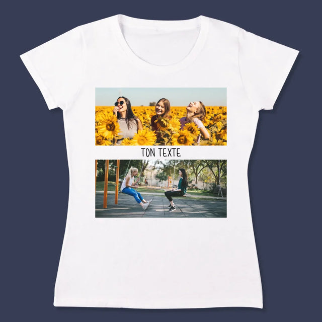 Collage Photo: 2 Photos Et Texte - T-Shirt Pour Femmes