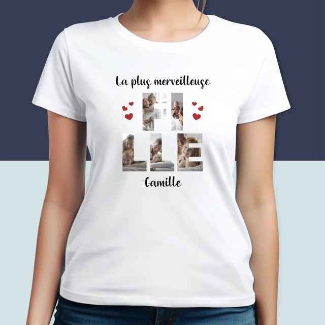 Collage Photo De Lettre: La Fille De Tes Photos - T-Shirt Pour Femmes