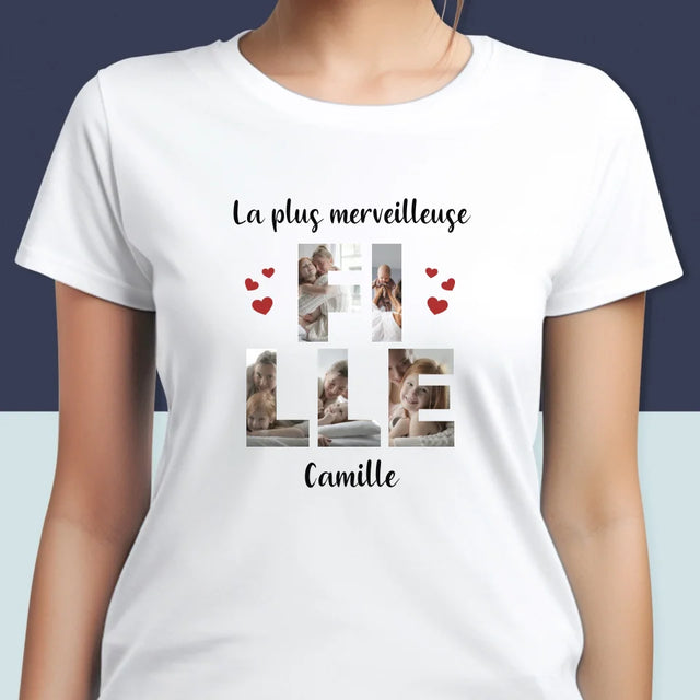 Collage Photo De Lettre: La Fille De Tes Photos - T-Shirt Pour Femmes