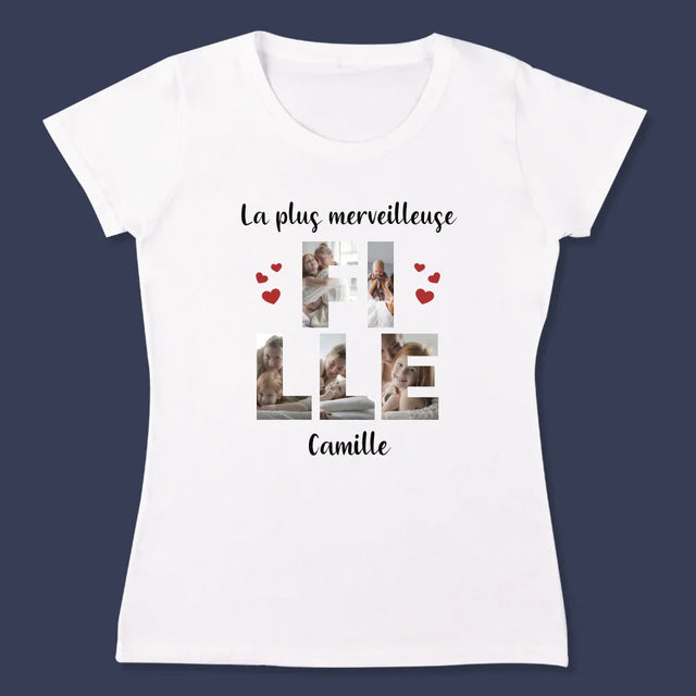 Collage Photo De Lettre: La Fille De Tes Photos - T-Shirt Pour Femmes