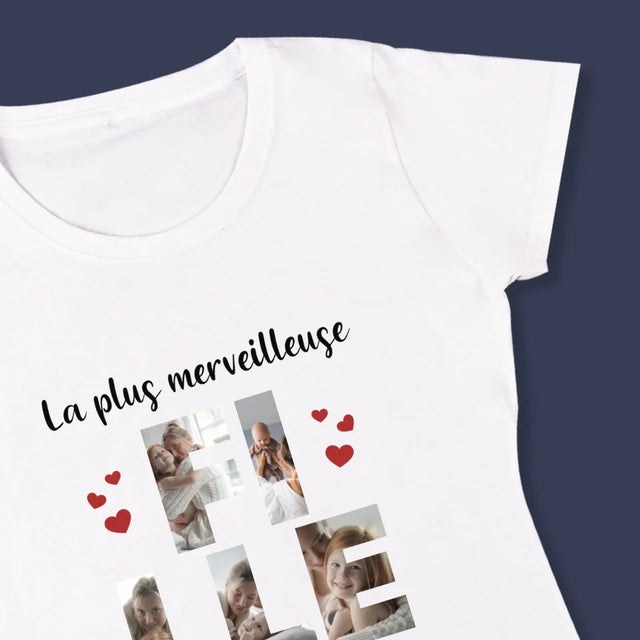 Collage Photo De Lettre: La Fille De Tes Photos - T-Shirt Pour Femmes