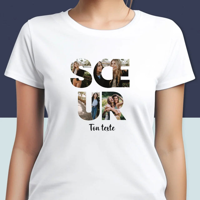 Collage Photo De Lettre: La Sœur De Tes Photos - T-Shirt Pour Femmes