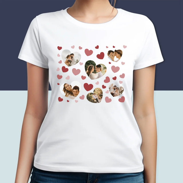 Collage Photo: Photo Des Cœurs - T-Shirt Pour Femmes