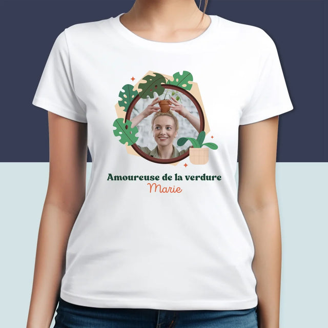 Photo Et Texte: Amoureuse De La Verdure - T-Shirt Pour Femmes