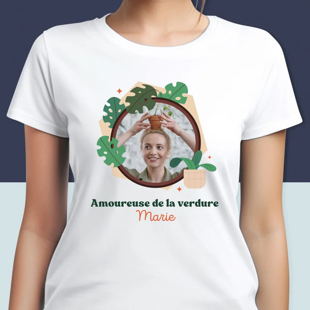 Photo Et Texte: Amoureuse De La Verdure - T-Shirt Pour Femmes