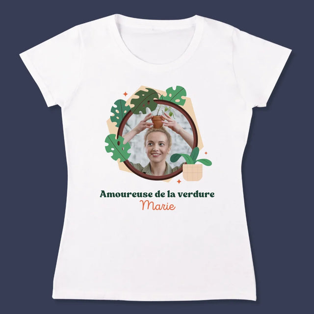 Photo Et Texte: Amoureuse De La Verdure - T-Shirt Pour Femmes