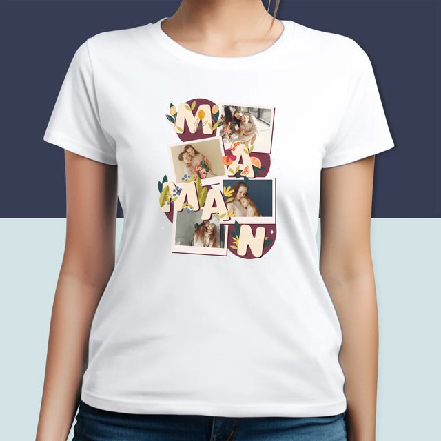 Collage Photo: Le Lettres Maman - T-Shirt Pour Femmes